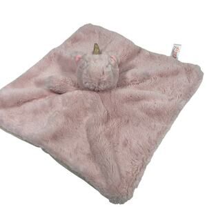 Linzy Unicorn Rattle Plush Pink Soft Lovey Security Baby Toddler Blanket 14 x 14